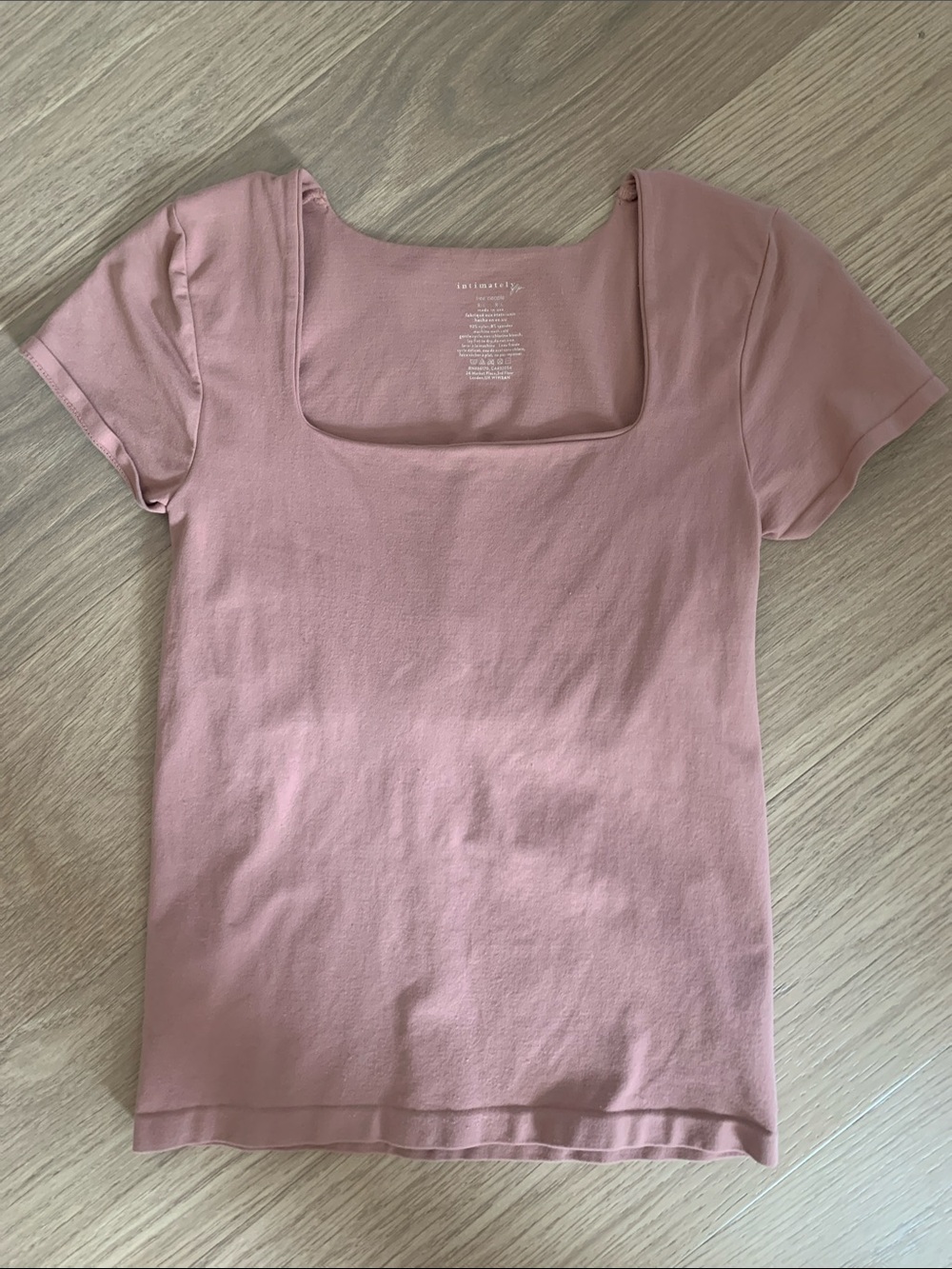Square Neck Short Sleeve Tee in Dusty Rose